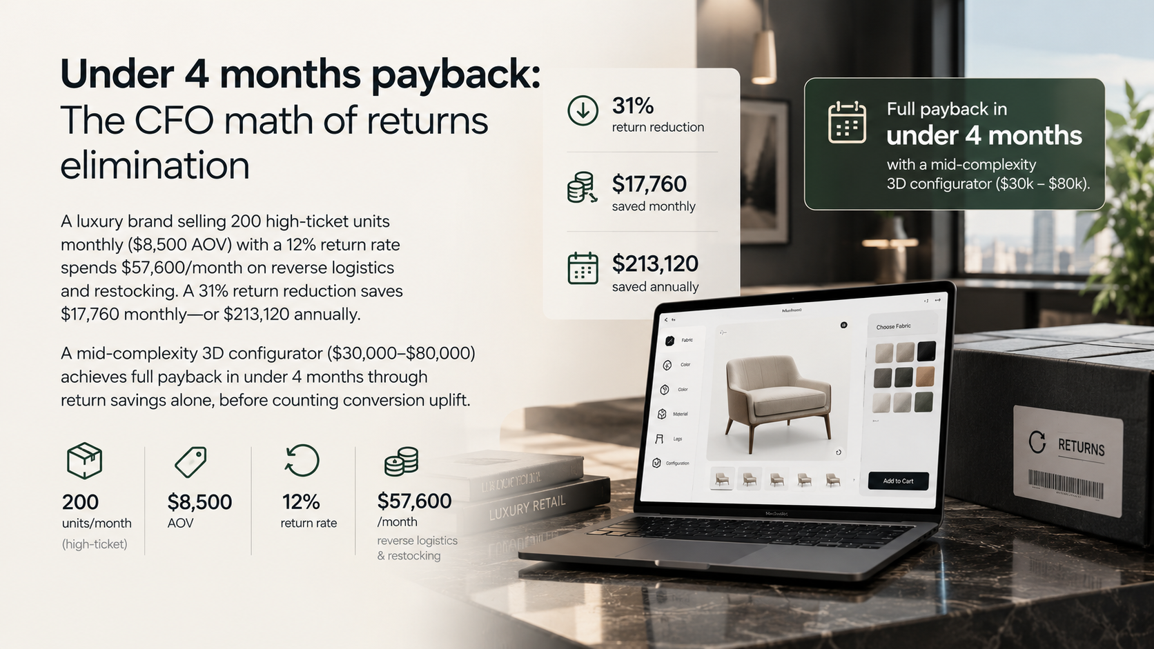Luxury Retail & High-Ticket B2B: Real-Time 3D Product Visualizer