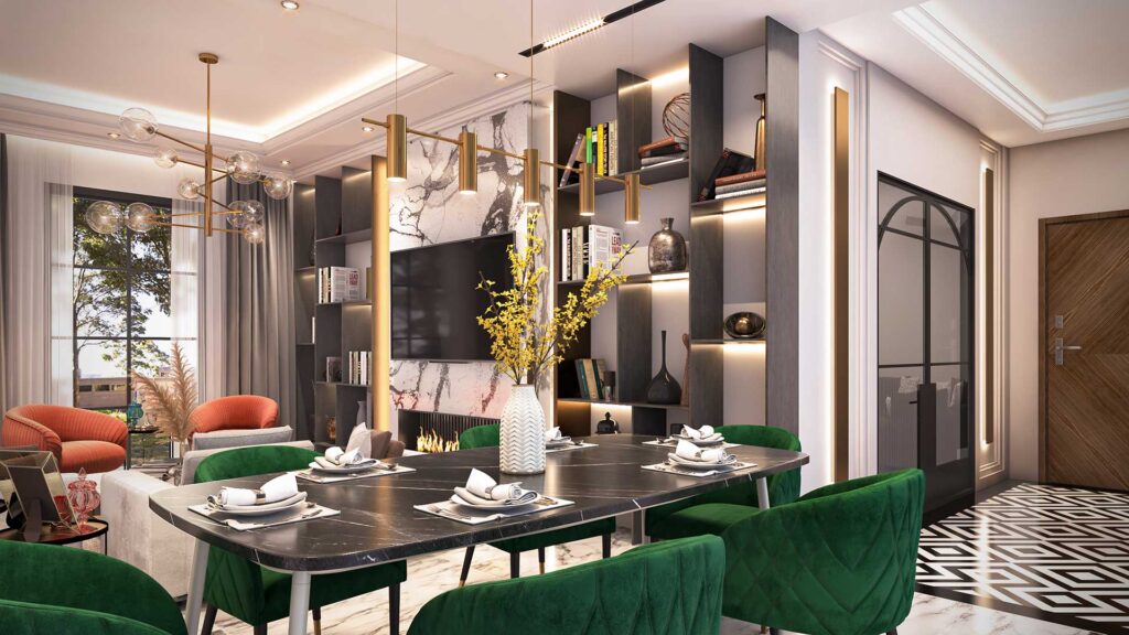 3D interior design of minimalist lounge