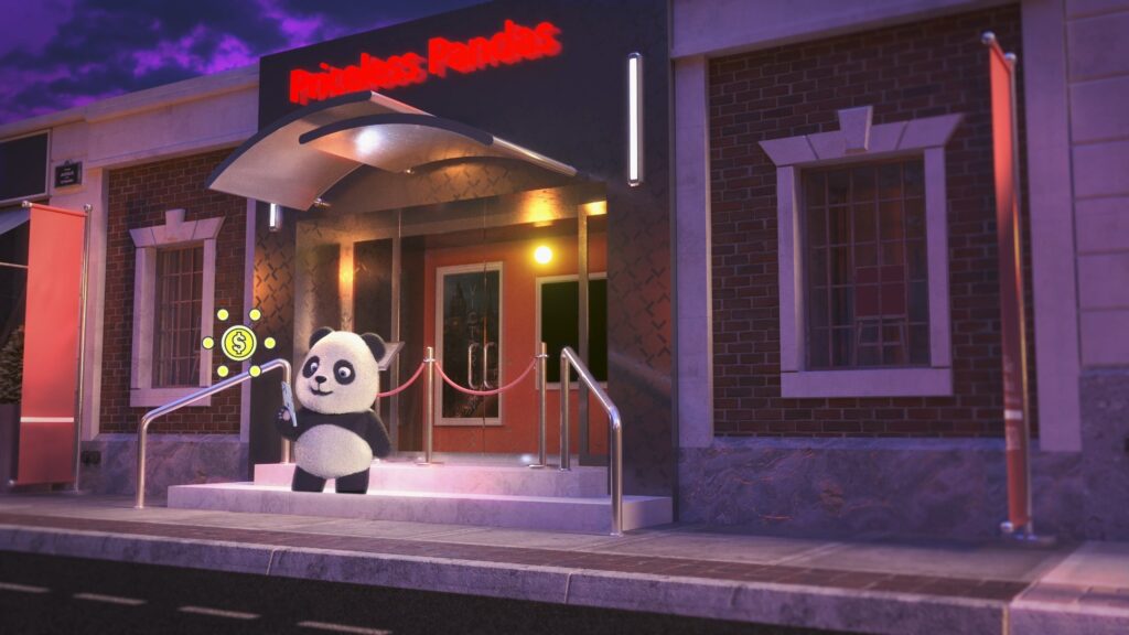 Panda outside of club